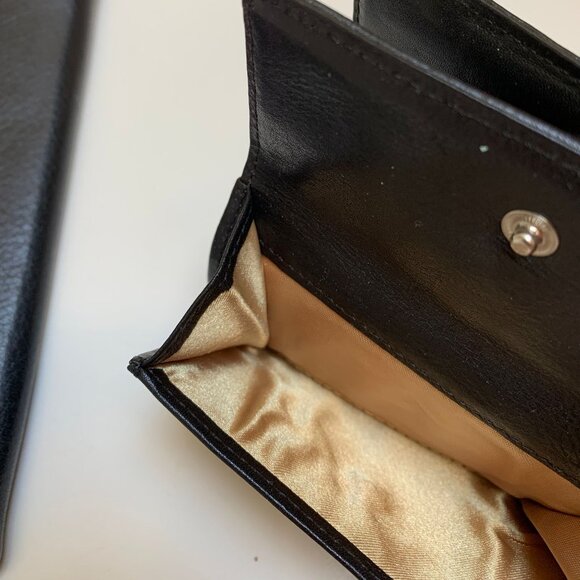 BNWOT Stuart Weitzman Silvertone Studded Black Pebble Leather Long Wallet - Picture 4 of 9